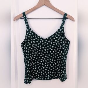 Reformation XS Green White Ditsy Flower Tank